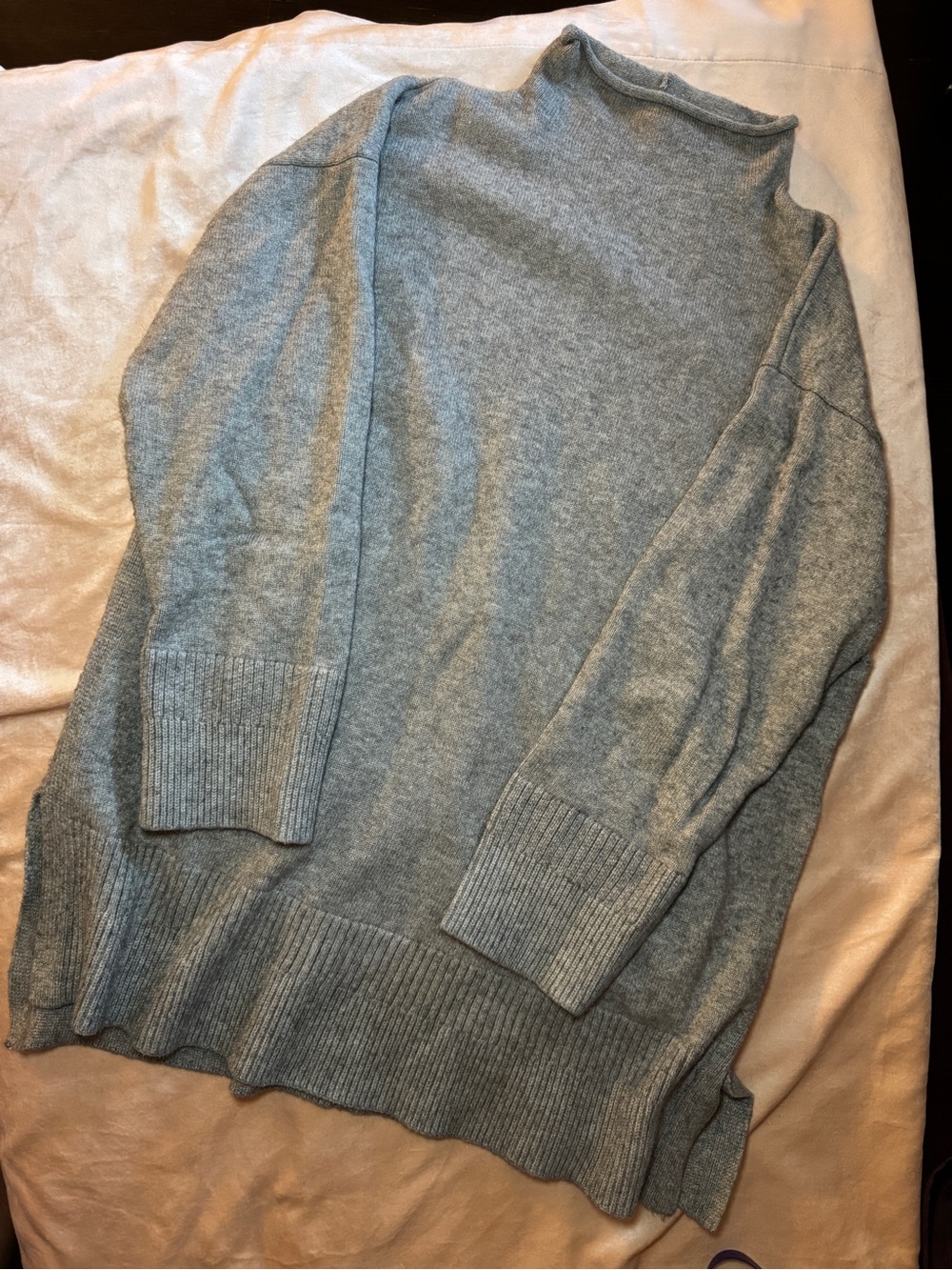 Anthropologie Grey Mock Neck Sweater with side slits